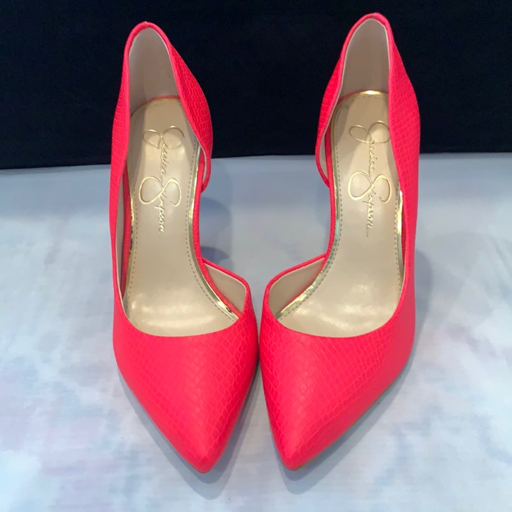 Hot Pink Snake Skin Jessica Simpson Stiletto Pumps